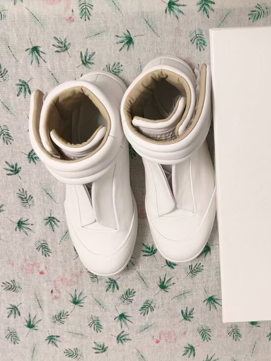 Maison Martin Margiela Shoes - Maison Margiela White Futuristic High Top Leather Sneakers Unisex With Original